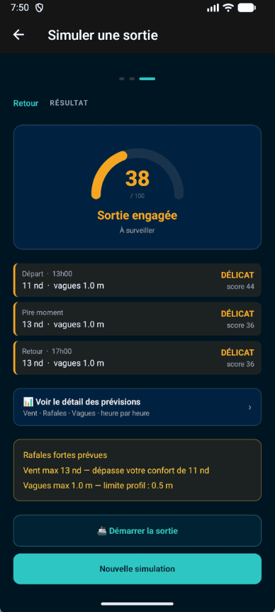 SeaScope — simulation sortie délicate